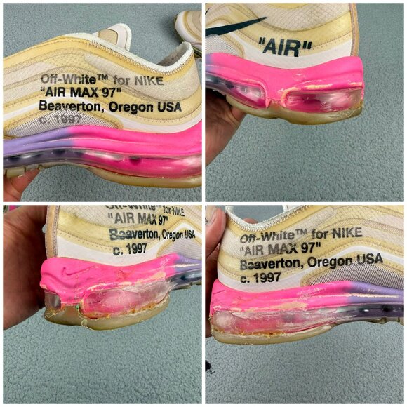 Nike Air Max 97 Off White Men 11.5 Shoe Pink Serena Williams Queen OG Sneakers 2 - Picture 11 of 11